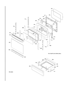 DOOR & DRAWER PARTS Diagram and Parts List for JCBP350DT2WW  General Electric Range