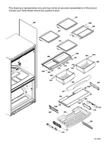 FF SHELVES Diagram and Parts List for CFRP5NFDCSS  General Electric Refrigerator