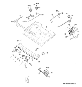 Gas & Burner Parts Diagram and Parts List for P2B940SEH1SS  General Electric Range