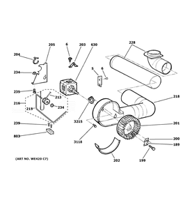 Blower And Motor Diagram and Parts List for DSKP333EC7WW  General Electric Dryer