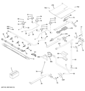 Gas & Burner Parts Diagram and Parts List for JGB860DEJ1WW  General Electric Range
