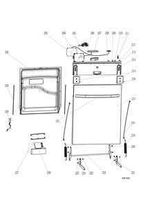 ESCUTCHEON & DOOR ASM Diagram and Parts List for GDT690SGF0WW  General Electric Dishwasher