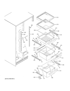 Fresh Food Shelves Diagram and Parts List for GSH25JGDDWW  General Electric Refrigerator