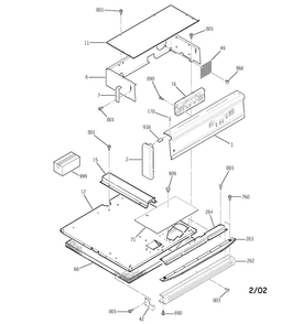 Control Panel Diagram and Parts List for JGRS14BEW3BB  General Electric Wall Oven