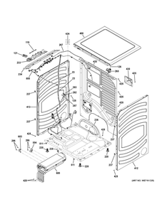 Cabinet And Top Panel Diagram and Parts List for PFD87ESSV0WW  General Electric Dryer