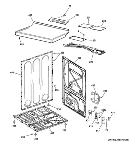 Cabinet & Top Panel Diagram and Parts List for DNCD450EGCWC  General Electric Dryer