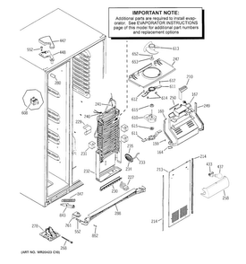 Freezer Section Diagram and Parts List for GSS25GGHBCWW  General Electric Refrigerator