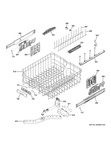 UPPER RACK ASSEMBLY Diagram and Parts List for ZDT870SMF5GS  General Electric Dishwasher