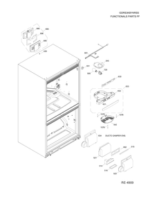 FUNCTIONAL PARTS FF Diagram and Parts List for GDRS3KBYKRSS  General Electric Refrigerator