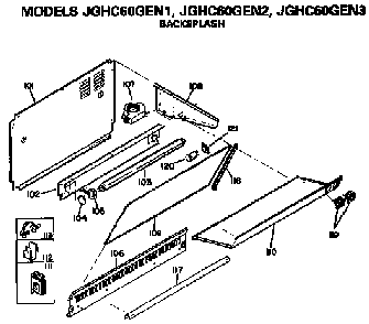 Backsplash Diagram and Parts List for JGHC60GEN1  General Electric Range