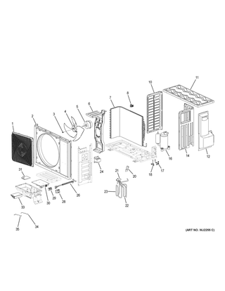 Room Air Conditioner Diagram and Parts List for 1U18TE2VHA  General Electric Air Conditioner