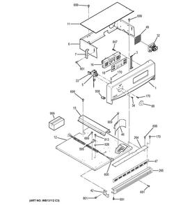Control Panel Diagram and Parts List for JRP28BJ2BB  General Electric Wall Oven