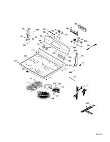 CONTROL PANEL & COOKTOP Diagram and Parts List for PCB969DR3WW  General Electric Range
