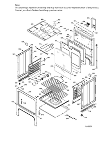 BODY PARTS Diagram and Parts List for JCBS280DT3WW  General Electric Range