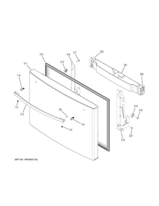 Freezer Door Diagram and Parts List for PWE23KSKBSS  General Electric Refrigerator