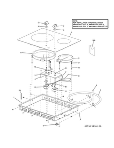 Control Panel & Cooktop Diagram and Parts List for JP256BM3BB  General Electric Cooktop