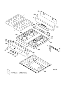 BACKGUARD & COOKTOP Diagram and Parts List for MGAS724EL3WW  General Electric Range