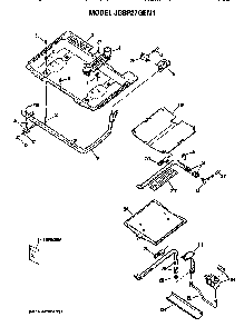 Burner Assembly Diagram and Parts List for JGBP27GEN1  General Electric Range