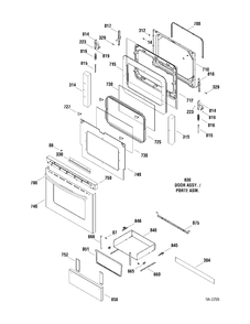 DOOR Diagram and Parts List for JCBP35SM1SS  General Electric Range
