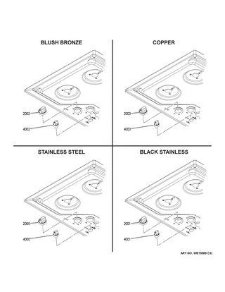 Cafe Customization Diagram and Parts List for CGP95302M1S2  General Electric Cooktop