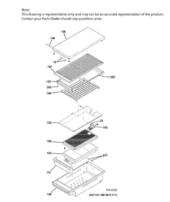 GRILL ASSEMBLY Diagram and Parts List for ZDP364NRP7SS  General Electric Range