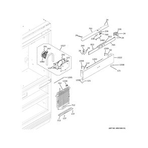Refrigerator Section 1 Diagram and Parts List for CIC36RP2VDS1  General Electric Refrigerator