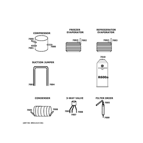 Lokring Connectors Diagram and Parts List for ZWE23NSYBSS  General Electric Refrigerator