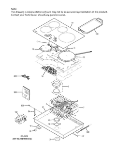 CONTROL PANEL & COOKTOP Diagram and Parts List for ZHU30RDJ1BB  General Electric Range
