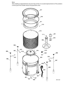 TUB WASHER Diagram and Parts List for GUAP270EM2WW  General Electric Dryer