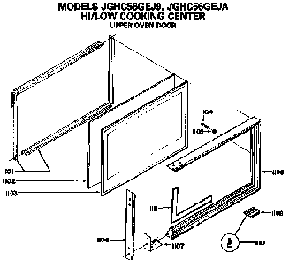 Upper Oven Door Diagram and Parts List for JGHC56GEJ9  General Electric Range