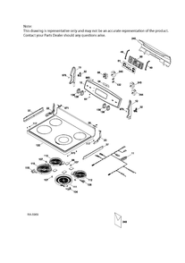 CONTROL PANEL & COOKTOP Diagram and Parts List for JCBS660SF3SS  General Electric Range