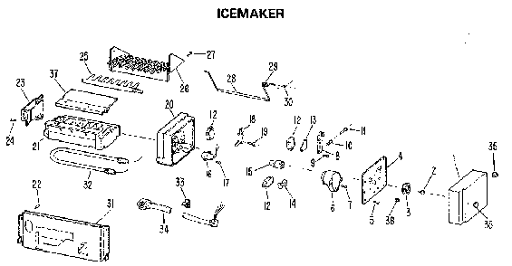 Ice Maker Diagram and Parts List for TBX25RLF  General Electric Refrigerator