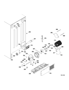 SYSTEM PARTS Diagram and Parts List for GSRS3QGXAFSS  General Electric Refrigerator