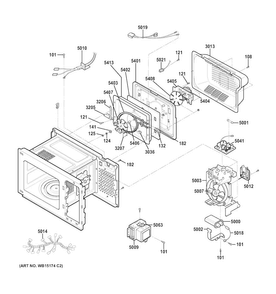 Interior Parts Diagram and Parts List for CEB1590SS3SS  General Electric Microwave