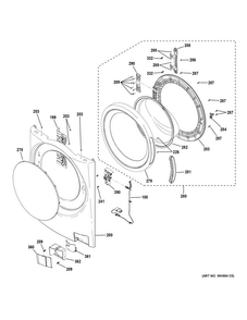 Front Panel & Door Diagram and Parts List for GFW480SSK0WW  General Electric Washer