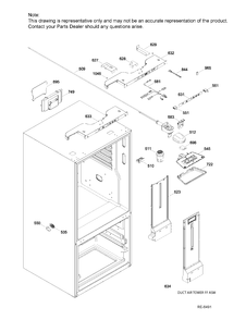 FUNCTIONAL PARTS FF Diagram and Parts List for PFE24JMKAKES  General Electric Refrigerator