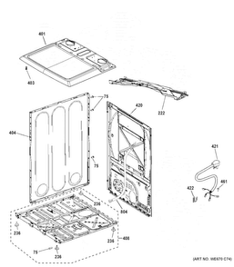 Cabinet & Top Panel Diagram and Parts List for GTD33GASK0WW  General Electric Dryer