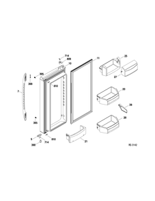 FF DOOR LEFT Diagram and Parts List for PFSF1NFXABB  General Electric Refrigerator