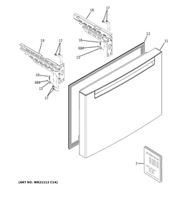 Freezer Door Diagram and Parts List for QNE27JBMNFTS  General Electric Refrigerator