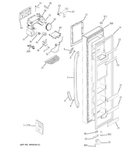 Freezer Door Diagram and Parts List for GSS23QGTLCC  General Electric Refrigerator