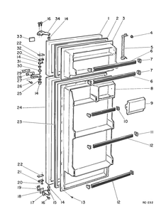 DOOR GROUP Diagram and Parts List for 32101  General Electric Refrigerator