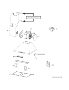 Range Hood Diagram and Parts List for JVW5301FJ1DS  General Electric Range Hood