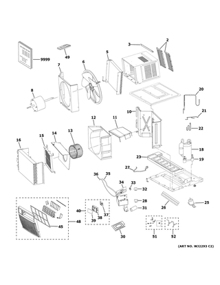 Room Air Conditioner Diagram and Parts List for AHE08AXL2  General Electric Air Conditioner