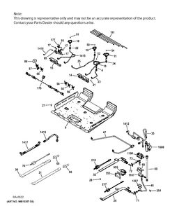 GAS & BURNER PARTS Diagram and Parts List for PCGS950SEF5SS  General Electric Range