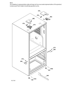 CABINET Diagram and Parts List for GNE21DSKBKSS  General Electric Refrigerator
