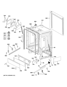 Body Parts Diagram and Parts List for GDT226SIL2II  General Electric Dishwasher