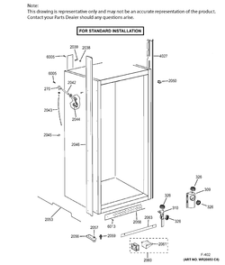 CABINET (2) STANDARD Diagram and Parts List for ZIF360NHBLH  General Electric Freezer
