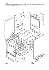 BODY PARTS Diagram and Parts List for JCAS745M3BB  General Electric Range