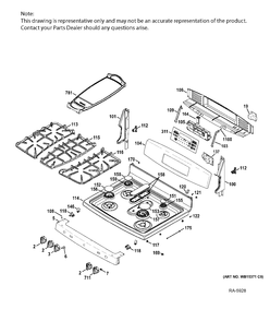 CONTROL PANEL & COOKTOP Diagram and Parts List for JCGB850SEF3SS  General Electric Range