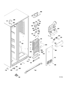 FZ SECTION Diagram and Parts List for DSR25USWCGS  General Electric Refrigerator